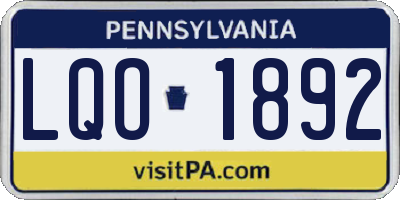 PA license plate LQO1892