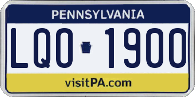 PA license plate LQO1900