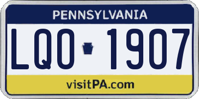 PA license plate LQO1907