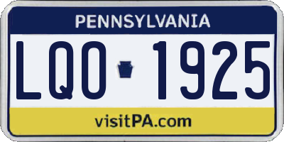 PA license plate LQO1925