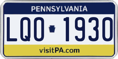 PA license plate LQO1930