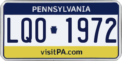 PA license plate LQO1972