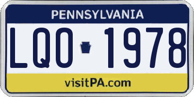 PA license plate LQO1978