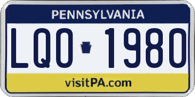 PA license plate LQO1980
