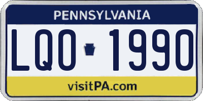 PA license plate LQO1990