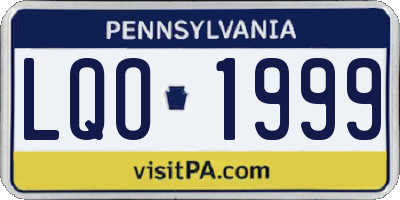 PA license plate LQO1999