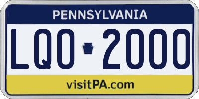 PA license plate LQO2000