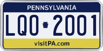 PA license plate LQO2001