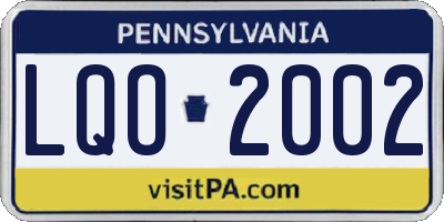 PA license plate LQO2002