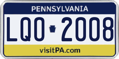 PA license plate LQO2008