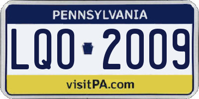 PA license plate LQO2009