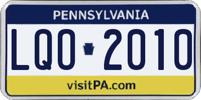 PA license plate LQO2010