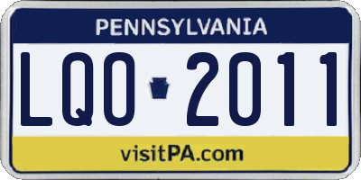 PA license plate LQO2011