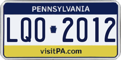 PA license plate LQO2012