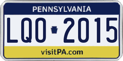 PA license plate LQO2015