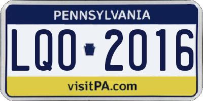 PA license plate LQO2016