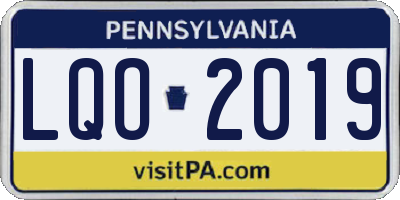 PA license plate LQO2019