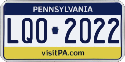 PA license plate LQO2022