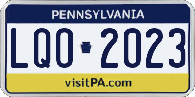 PA license plate LQO2023