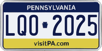 PA license plate LQO2025