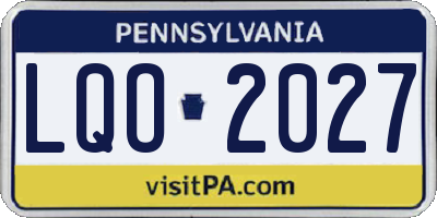PA license plate LQO2027