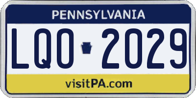 PA license plate LQO2029