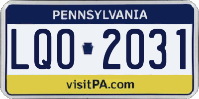 PA license plate LQO2031