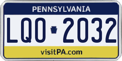 PA license plate LQO2032