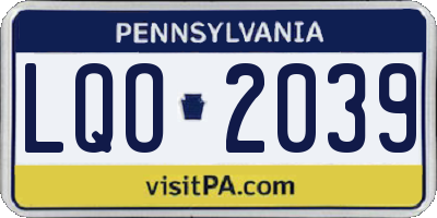 PA license plate LQO2039