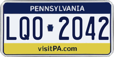 PA license plate LQO2042