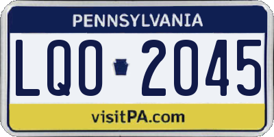 PA license plate LQO2045