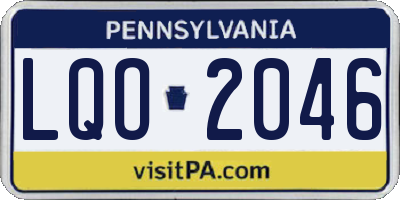 PA license plate LQO2046