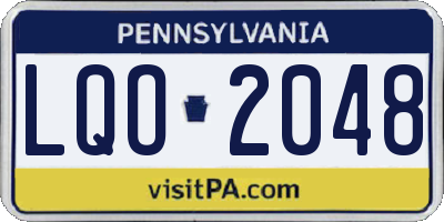 PA license plate LQO2048