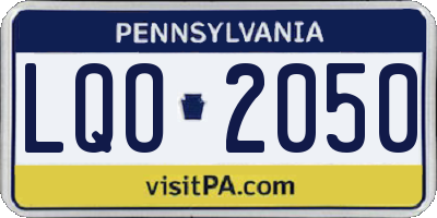 PA license plate LQO2050