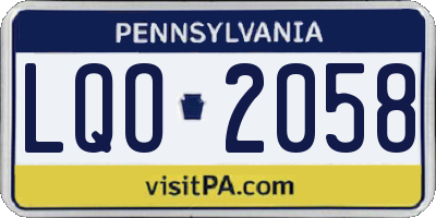 PA license plate LQO2058