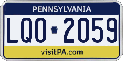 PA license plate LQO2059