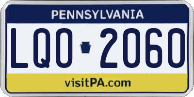 PA license plate LQO2060
