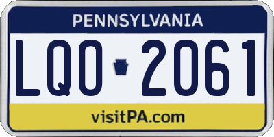 PA license plate LQO2061