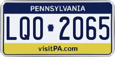 PA license plate LQO2065