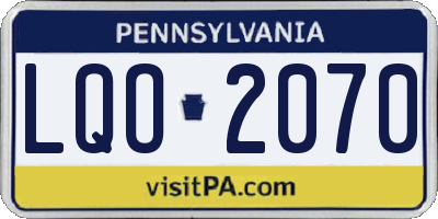 PA license plate LQO2070