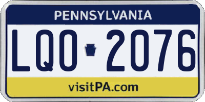 PA license plate LQO2076