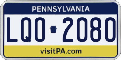PA license plate LQO2080