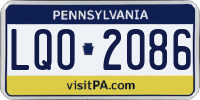PA license plate LQO2086