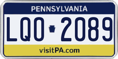 PA license plate LQO2089