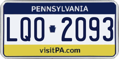 PA license plate LQO2093