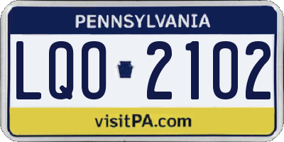 PA license plate LQO2102