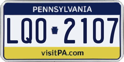 PA license plate LQO2107
