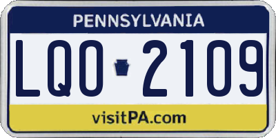 PA license plate LQO2109