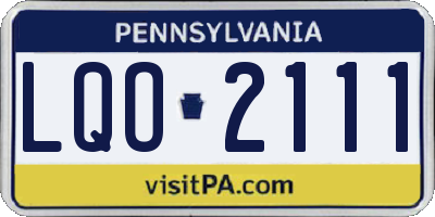 PA license plate LQO2111