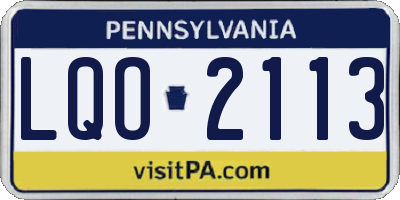 PA license plate LQO2113